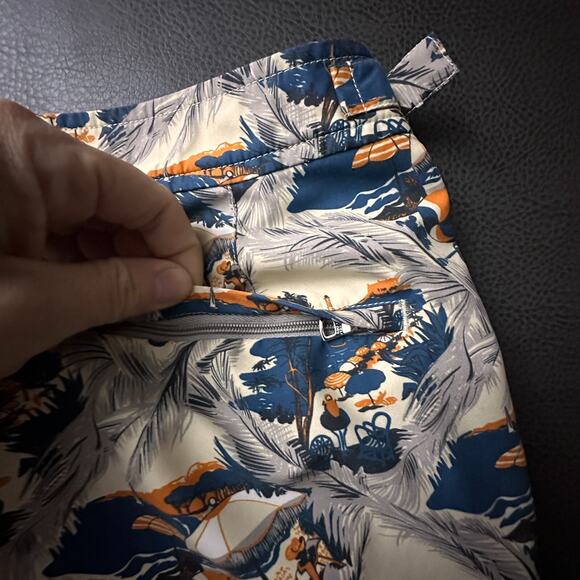 Orlebar Brown Trunks Mens 32 Beige All Over Print Hybrid Shorts Mesh Lined Zip - Picture 8 of 12